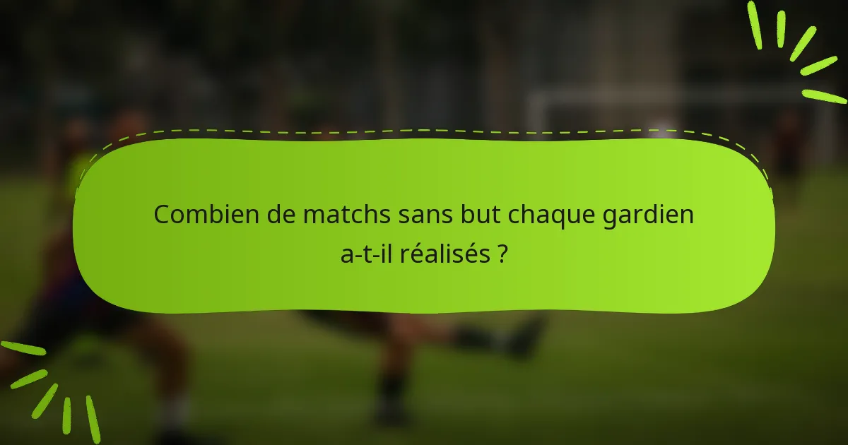 Combien de matchs sans but chaque gardien a-t-il réalisés ?