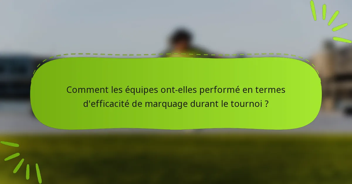 Comment les équipes ont-elles performé en termes d'efficacité de marquage durant le tournoi ?