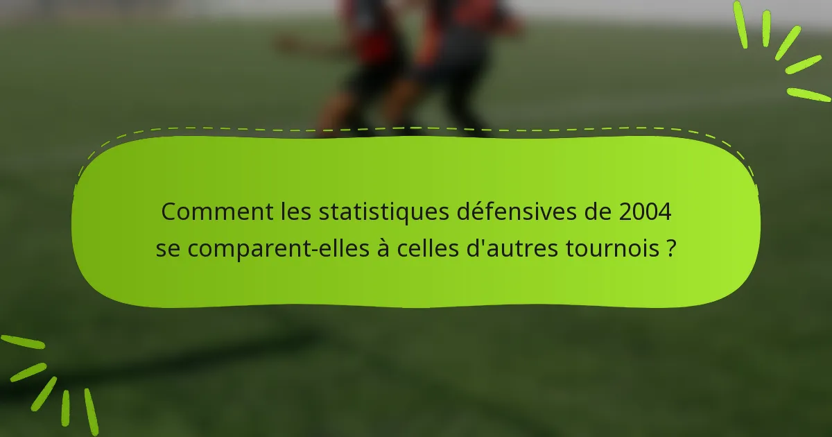 Comment les statistiques défensives de 2004 se comparent-elles à celles d'autres tournois ?