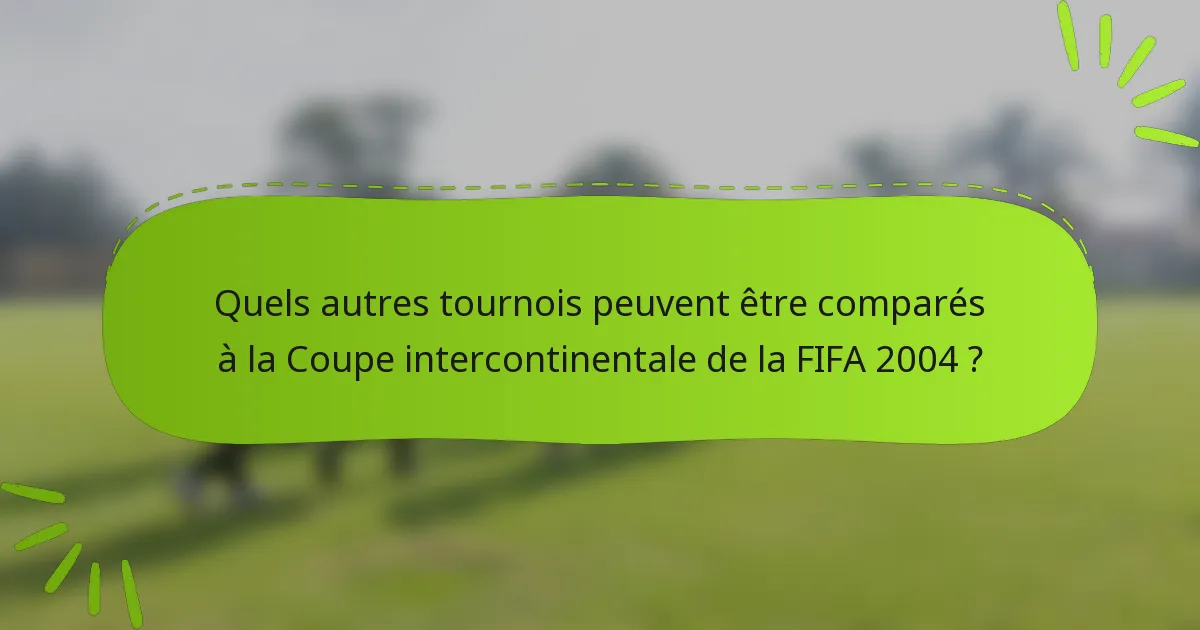 Quels autres tournois peuvent être comparés à la Coupe intercontinentale de la FIFA 2004 ?